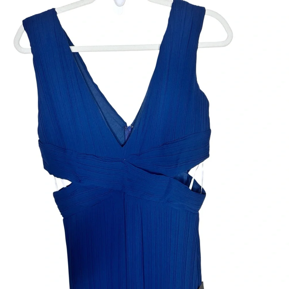 NWT Lulus Compelling Poise Navy Blue Plisse Cutout Sleeveless Maxi Dress Large - Picture 8 of 16